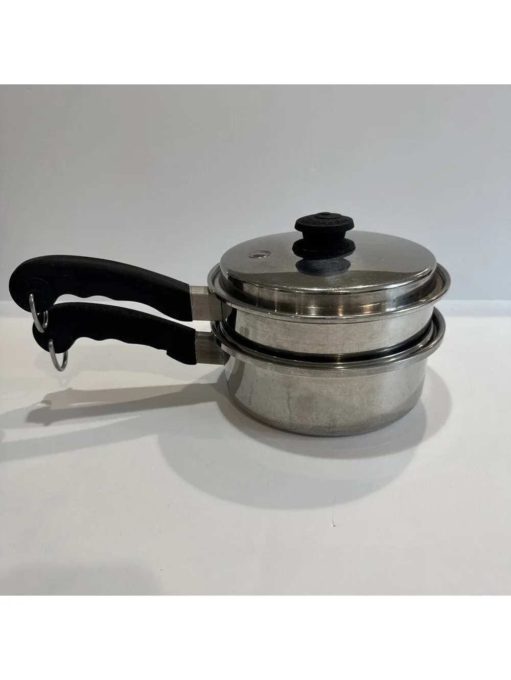 Saladmaster 3 Pc Double Boiler Tri-Clad Vintage 18-8 Stainless Steel Vapo Lid